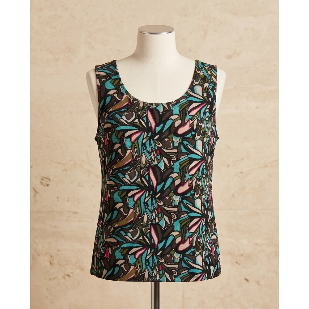 Chico's Travelers 3 Tank Top Abstract Sleeveless Multicolor No Wrinkle XL
